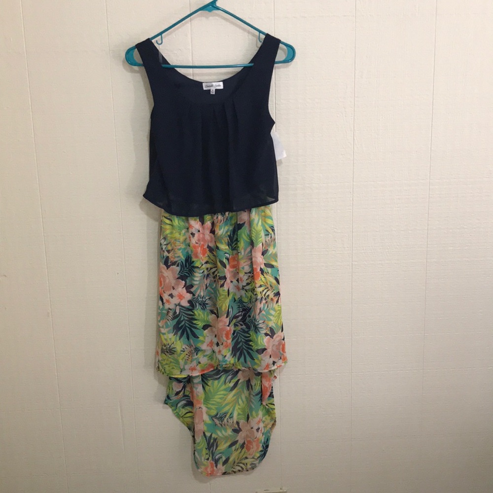 High low, sleeveless floral summer dress